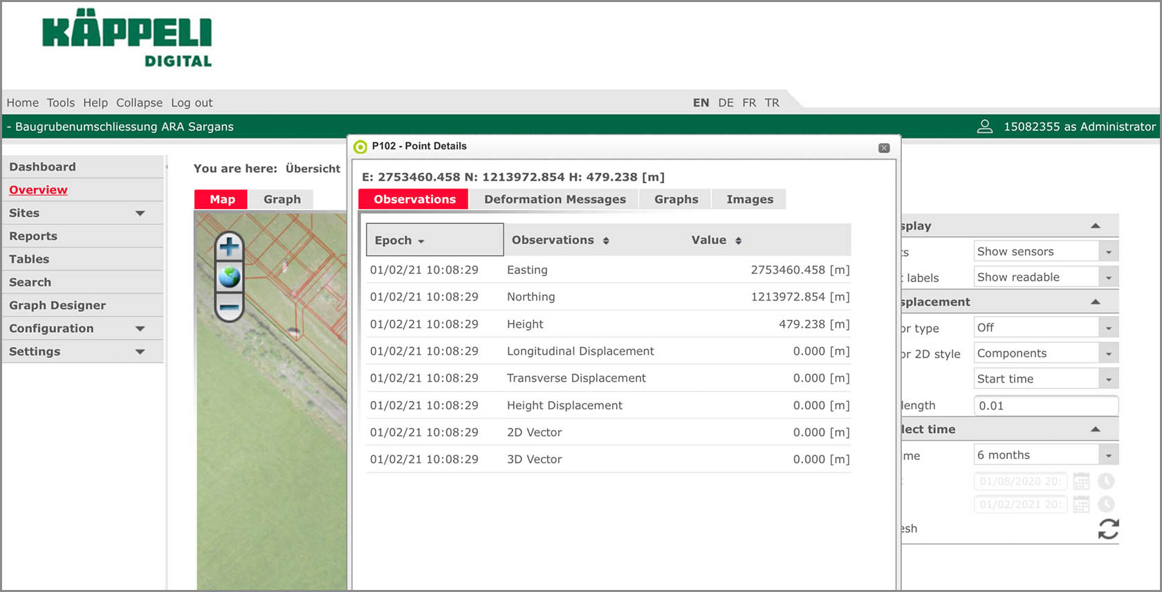 screenshot of Leica Geosystems monitoring software